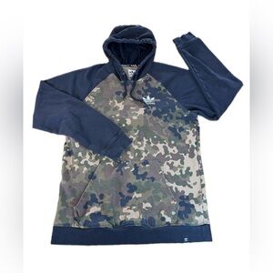 Adidas Climalite Hoodie Mens Large Camouflage Sweatshirt Pullover Trefoil Logo